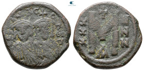 Leo III the "Isaurian", with Constantine V AD 717-741. Constantinople. Follis or 40 Nummi Æ
