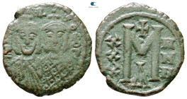 Michael II with Theophilus AD 820-829. Constantinople. Follis or 40 Nummi Æ