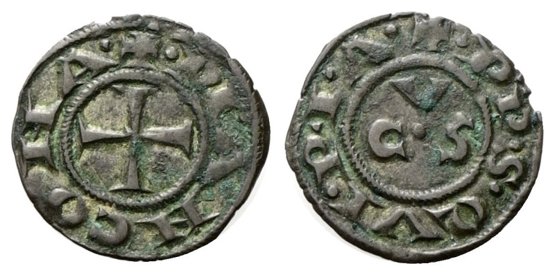 ANCONA
Repubblica, metà del XIII sec.
Denaro.
Æ
gr. 0,70
Dr. DE ANCONA. Cro...