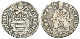 ANCONA
Paolo IV (Gian Pietro Carafa), 1555-1559. 
Testone.
Ag
gr. 9,15
Dr. PAVLVS IIII - PONT MAX. Stemma sormontato da triregno e chiavi decussa...