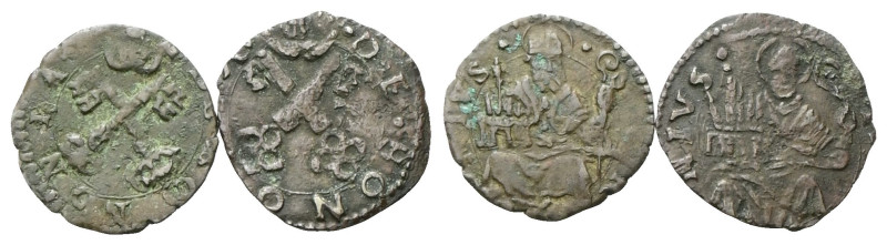 BOLOGNA
Anonime pontificie, sec. XVI.
Quattrino (lotto di 2 esemplari).
Æ
gr...