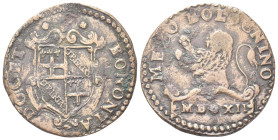 BOLOGNA
Paolo V (Camillo Borghese), 1605-1621.
Mezzo Bolognino 1612.
Æ
gr. 8,92
Dr. BONONIA - DOCET. Stemma di Bologna in cornice; sopra,cimasa a...