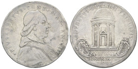 BOLOGNA
Pio VI (Giannangelo Braschi), 1775-1799.
Scudo da 100 Bolognini 1782 a. VIII.
Ag
gr. 25,95
Dr. PIVS SEXTVS PONT MAX AN VIII. Busto a d., ...