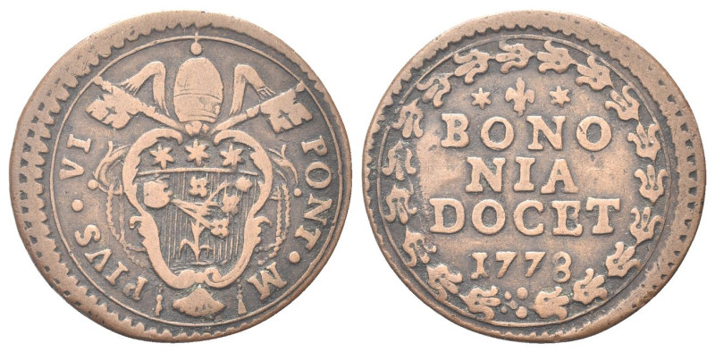 BOLOGNA
Pio VI (Giannangelo Braschi), 1775-1799.
Quattrino 1778.
Æ
gr. 2,48...