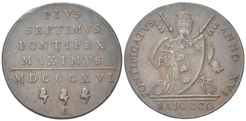 BOLOGNA
Pio VII (Barnaba Chiaramonti), 1800-1823.
Baiocco 1816 a. XVI.
Æ
gr....