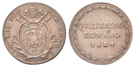BOLOGNA
Leone XII (Annibale Sermattei della Genga), 1823-1829.
Quattrino Romano 1824 a. I.
Æ
gr. 2,36
Dr. Stemma papale sormontato da triregno e ...
