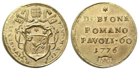 BOLOGNA
Pio VI (Giannangelo Braschi), 1775-1799.
Peso monetario di 2 Doppie Romane (60 Paoli) contromarcato.
Æ
gr. 10,93 mm 27,2
Dr. PIVS SEXTVS ...