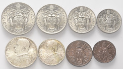 CITTA' DEL VATICANO
Pio XI (Achille Ratti), 1922-1939.
Serie di 8 valori 1930 a. IX, comprendente 10 e 5 Lire (Ag), 2 e 1 Lira, 50 e 20 Centesimi (N...