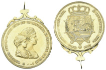 FIRENZE
Carlo Ludovico di Borbone, con la reggenza di Maria Luisa, 1803-1807.
Dena 1807.
Ag dorato
gr. 41,12
Dr. Busti affiancati.
Rv. Stemma co...