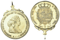 FIRENZE
Carlo Ludovico di Borbone, con la reggenza di Maria Luisa, 1803-1807.
Dena 1807.
Ag dorato
gr. 41,21
Dr. Busti affiancati.
Rv. Stemma co...
