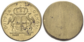 GENOVA
Dogi Biennali, 1528-1797. III Fase, 1637-1797.
Peso Monetale della Doppia di Genova.
Æ
gr. 12,60 mm 25,2
Dr. DOPPIA N - DI GENOVA. Stemma ...