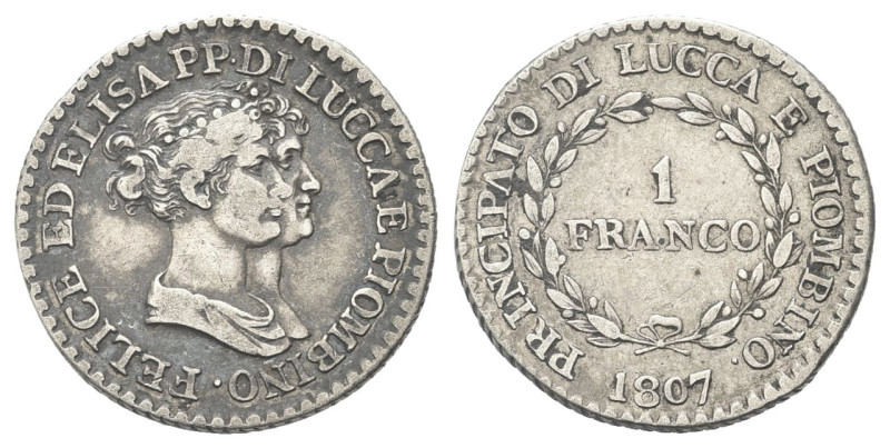 LUCCA E PIOMBINO
Felice e Elisa Baciocchi, 1805-1814.
1 Franco 1807.
Ag
gr. ...