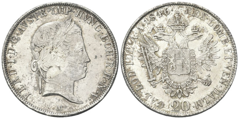 MILANO
Ferdinando I d'Asburgo Lorena, 1835-1848.
20 Kreuzer 1846, M.
Ag
gr. ...