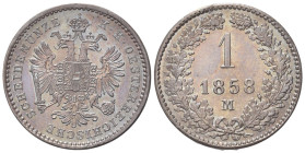 MILANO
Francesco Giuseppe I d'Asburgo Lorena, 1848-1866.
1 Kreuzer 1858.
Æ
gr. 3,32
Dr. Aquila bicipite coronata.
Rv. Valore e data.
Pag. 246; ...