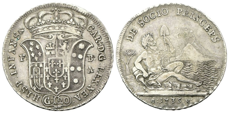 NAPOLI
Carlo di Borbone, 1734-1759.
Piastra da 120 Grana 1735 - I Tipo.
Ag
g...