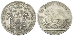 NAPOLI
Carlo di Borbone, 1734-1759.
Piastra da 120 Grana 1735 - I Tipo.
Ag
gr. 25,16
Dr. CAR D G REX NEAP- HISP INFANS &C. Stemma coronato; ai la...