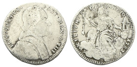 ROMA
Pio VI (Giannangelo Braschi), 1775-1799.
Quinto di Scudo 1782 a. VIII.
Ag
gr. 5,06
Dr. PIVS SEXTVS - PONT M A VIII. Busto a d., con zucchett...