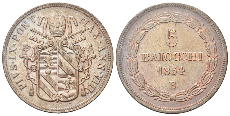 ROMA
Pio IX (Giovanni Maria Mastai Ferretti), 1846-1878.
5 Baiocchi 1854 a. VI...
