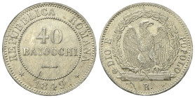 ROMA
Seconda Repubblica Romana, 1848-1849.
40 Baiocchi 1849.
Mi
gr. 20,13
Dr. Valore entro cerchio perlinato.
Rv. Aquila su fascio entro corona ...
