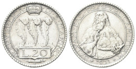 SAN MARINO
Vecchia monetazione, 1864-1938. 
20 Lire 1931.
Ag
gr. 14,96
Dr. Tre penne coronate, su merlature.
Rv. Busto di San Marino con le tre ...