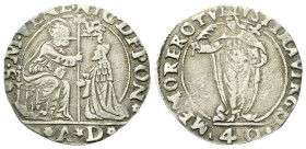 VENEZIA
Nicolò Da Ponte Doge LXXXVII, 1578-1585. 
Quarto di Scudo da 2 Lire o 40 Soldi con Santa Giustina.
Ag
gr. 7,95
Dr. S M VENE NIC DE PON. S...