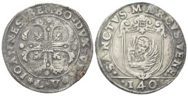 VENEZIA
Giovanni Bembo Doge XCII, 1615-1618.
Scudo della croce Sigle LV.
Ag
gr. 31
Dr. IOANNES BEMBO DVX VEN. Croce fogliata, con rosa al centro ...