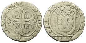 VENEZIA
Nicolò Contarini Doge XCVII, 1630-1631.
Scudo della croce.
Ag
gr. 22,45
Dr. NICOL CONTAR DVX VEN. Croce fogliata, con rosa al centro e fo...