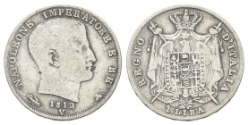 VENEZIA
Napoleone I Re d’Italia, 1805-1814.
Lira 1812 alabarde con puntali aguzzi.
Ag
gr. 4,74
Dr. Testa nuda a d.
Rv. Stemma coronato su padigl...