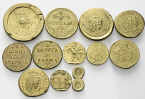 LOTTI
XVII- XVIII secolo.
Lotto di 12 pesi monetali.
Ottone
Mediamente SPL