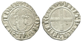 SAVOIA ANTICHI
Amedeo VIII Conte, 1391-1416 con la reggenza di Bona di Borbone dal 1391 al 1398. 
Quarto di Grosso s. data.
Ag
gr. 1,28
Dr. AMED ...