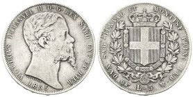 REGNO DI SARDEGNA
Vittorio Emanuele II, 1849-1861.
5 Lire 1855 Torino.
Ag
Dr. Testa del sovrano rivolta a d.
Rv. Stemma sabaudo crociato sormonta...