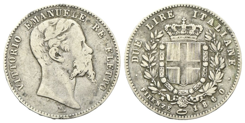 RE ELETTO
Vittorio Emanuele II, 1859-1861.
2 Lire 1860 Firenze, II° Tipo.
Ag...