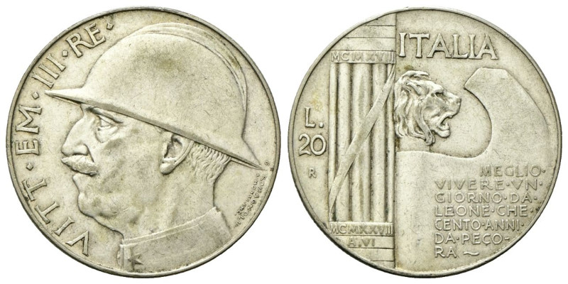 REGNO D’ITALIA
Vittorio Emanuele III, 1900-1943.
20 Lire 1928 a. VI Roma, Elme...