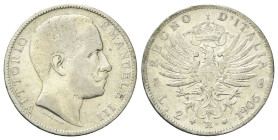 REGNO D’ITALIA
Vittorio Emanuele III, 1900-1943.
2 Lire 1905 Roma, Aquila Sabauda.
Ag
Dr. Testa del sovrano rivolta a d.
Rv. Aquila araldica rivo...