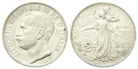 REGNO D’ITALIA
Vittorio Emanuele III, 1900-1943.
2 Lire 1911 Roma, Cinquantenario.
Ag
Dr. Testa scoperta del sovrano rivolta a s. 
Rv. Sullo sfon...