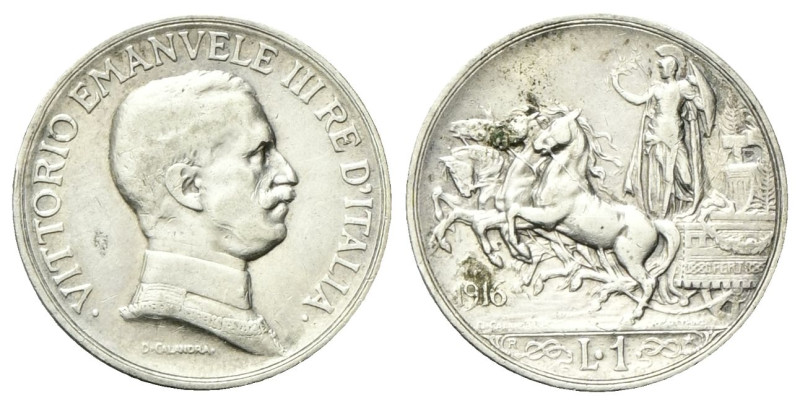 REGNO D’ITALIA
Vittorio Emanuele III, 1900-1943.
Lira 1916 Roma, Quadriga brio...