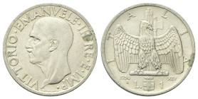 REGNO D’ITALIA
Vittorio Emanuele III, 1900-1943.
Lira 1936 a. XIV Roma, Impero.
Ni
Dr. Testa scoperta del sovrano, rivolta a s. 
Rv. Aquila ad al...