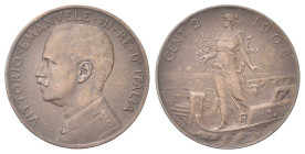 REGNO D’ITALIA
Vittorio Emanuele III, 1900-1943.
2 Centesimi 1908 Roma, Italia su prora.
Cu
Dr. Semibusto del sovrano in uniforme a testa scoperta...