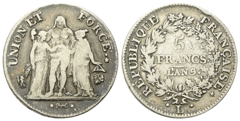 FRANCIA
Prima Repubblica, 1792-1804.
5 Franchi AN 9 (1801) L Bayonne.
Ag
gr....