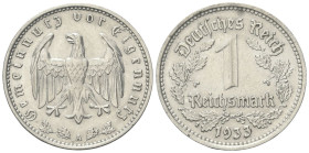 GERMANIA
Terzo Reich, 1933-1945.
Reichsmark 1933.
Ni
gr. 4,85
Dr. Aquila ad ali spiegate.
Rv. Valore tra rami di quercia. 
KM#78.
Raro.
SPL