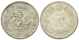 GIAPPONE
Mutsuhito, 1867-1912.
Yen dragon 1897 (a. 30), con contromarca al rv.
Ag
gr. 26,87
Dr. Dragone circolare, attorno legenda.
Rv. Valore a...