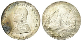 MALTA - SMOM
Angelo de Mojana di Cologna, 1962-1988.
1 Scudo 1978.
Ag
gr. 11,96
Dr. Busto a s., in uniforme.
Rv. Galea.
KM#X#72.
FDC