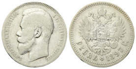 RUSSIA
Nicola II, 1894-1917.
Rublo 1897.
Ag
gr. 19,67
Dr. Testa nuda a s.
Rv. Aquila bicipite coronata con San Giorgio in scudo.
KM#59.3; Bit. ...
