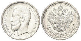 RUSSIA
Nicola II, 1894-1917.
50 Kopeki 1913, San Pietroburgo.
Ag
gr. 9,99
Dr. Testa nuda a s.
Rv. Aquila bicipite coronata ad ali spiegate.
Bit...