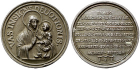 BOLOGNA
Senza indicazione di autorità emittente, XIX secolo.
Medaglia 1834 con la Madonna di San Luca.
Piombo
gr. 165,60 mm 73
Dr. VAS INSIGNE DE...
