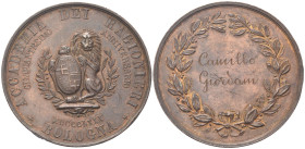 BOLOGNA
Durante Umberto I, 1878-1900.
Medaglia 1880 opus F. Grassi.
Æ
gr. 42,62 mm 43,3
Dr. ACCADEMIA - DEI - RAGIONIERI. Leone regge stemma dell...