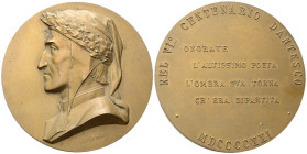 BOLOGNA
Durante Vittorio Emanuele III, 1900-1943.
Medaglia 1921 opus L. Giorgi.
Æ
gr. 91,44 mm 60
Dr. Testa laureata a s. di Dante Alighieri; sot...