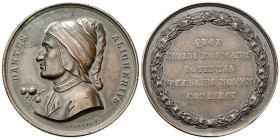 FIRENZE
Dante Alighieri (poeta), 1265-1321.
Medaglia 1835 opus N. Cerbara.
Æ
gr. 46,49 mm 41
Dr. DANTES - ALIGHIERIVS. Busto del Poeta a s.; a s....