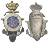 ITALIA
Vittorio Emanuele III, 1900-1943.
Distintivo Lega Navale Italiana post 1907 opus G. B. Rota.
Ag con dorature e smalti
gr. 3 mm 28x19,2
Dr....