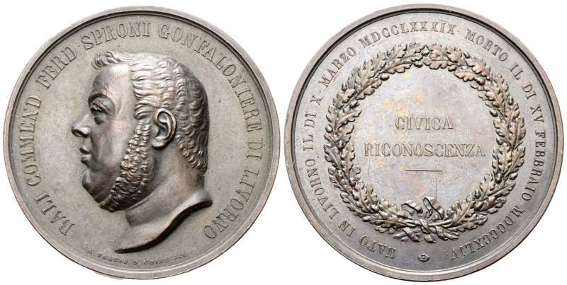LIVORNO
Ferdinando Sproni (confaloniere) 1798-1844.
Medaglia 1844 opus A. Fabr...